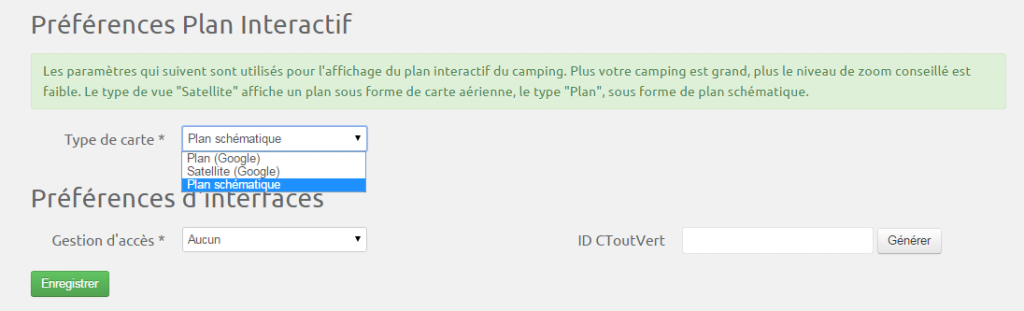 logiciel camping hippocamp: changer parametrage plan interactif